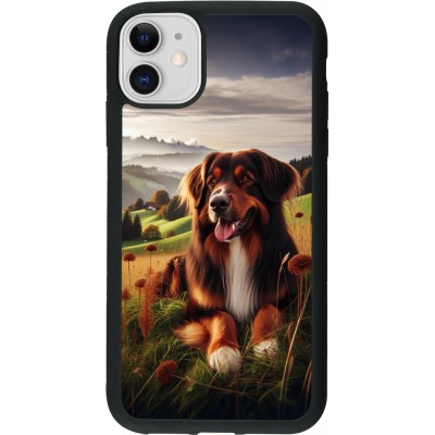 Coque iPhone 11 - Silicone rigide noir Chien Campagne Suisse