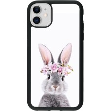 Coque iPhone 11 - Silicone rigide noir Easter 2023 flower bunny