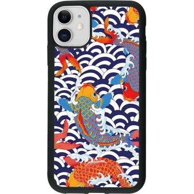 Coque iPhone 11 - Silicone rigide noir Easter 2023 japanese fish