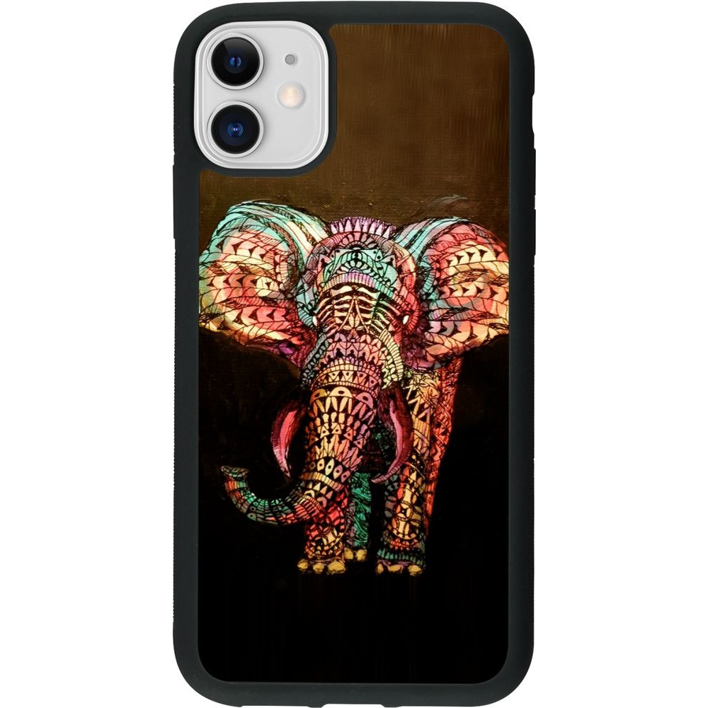 Coque iPhone 11 - Silicone rigide noir Elephant 02