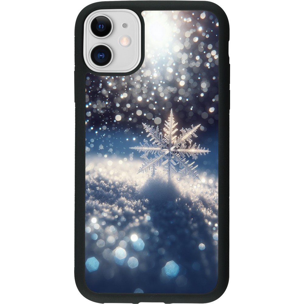 Coque iPhone 11 - Silicone rigide noir Flocon Solaire Éclat