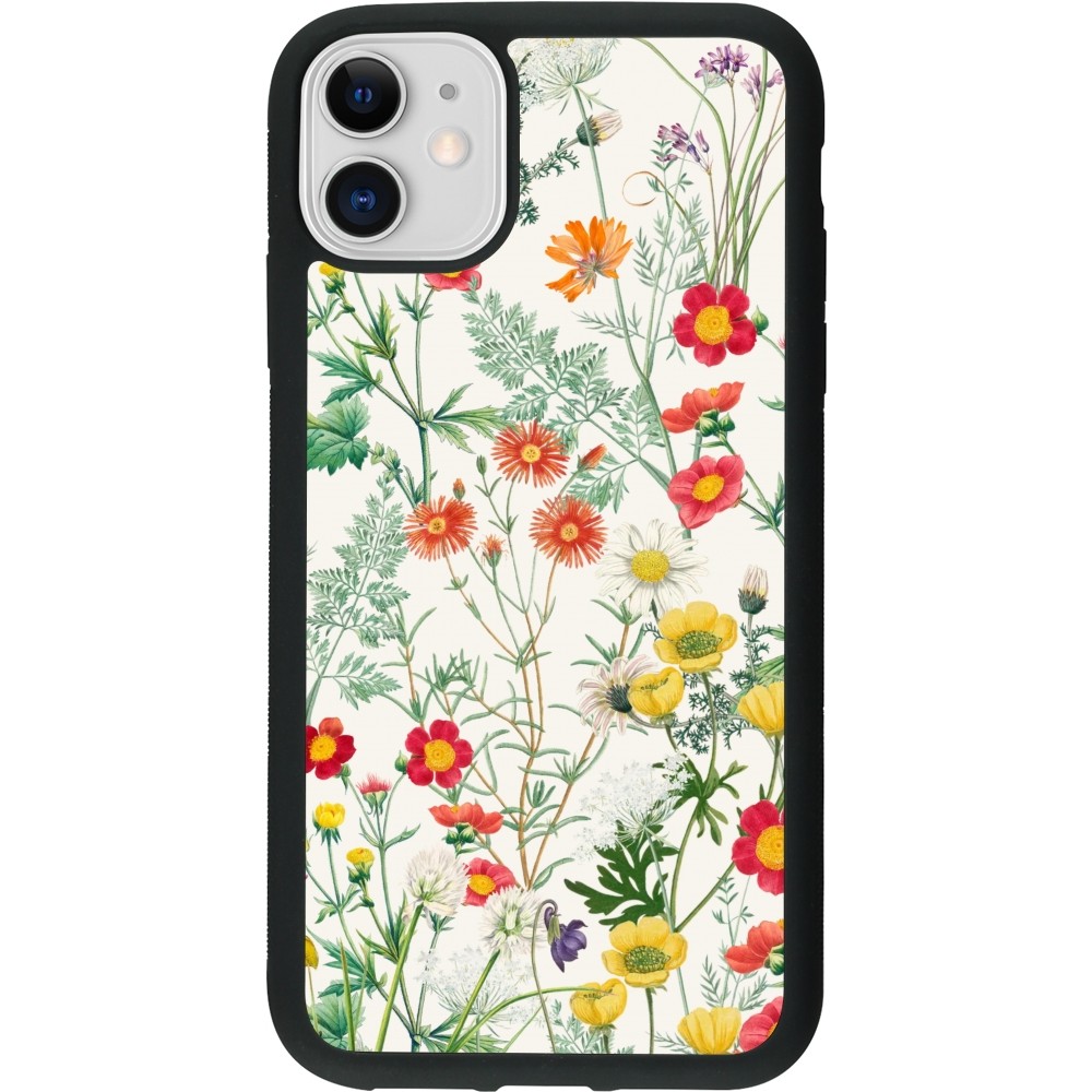 Coque iPhone 11 - Silicone rigide noir Flora Botanical Wildlife