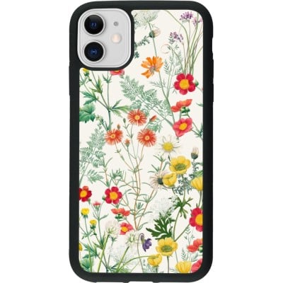 Coque iPhone 11 - Silicone rigide noir Flora Botanical Wildlife