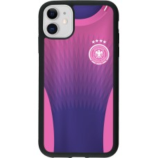 Coque iPhone 11 - Silicone rigide noir Maillot de football Allemagne Extérieur personnalisable