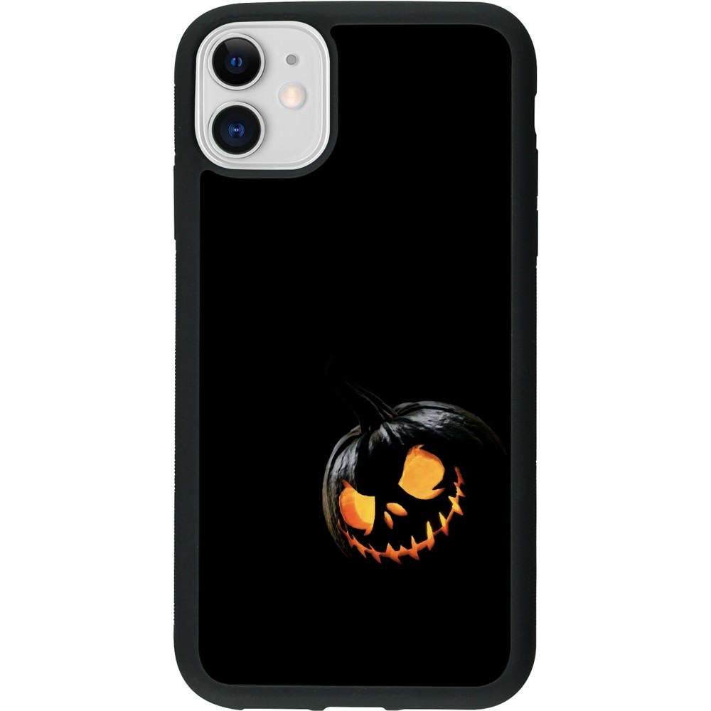 Coque iPhone 11 - Silicone rigide noir Halloween 2023 discreet pumpkin