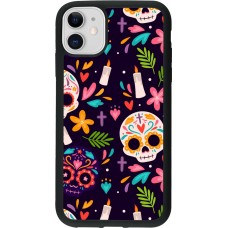 Coque iPhone 11 - Silicone rigide noir Halloween 2023 mexican style