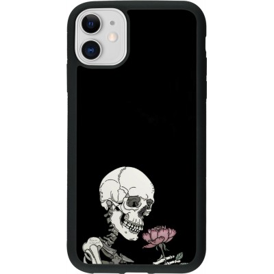 Coque iPhone 11 - Silicone rigide noir Halloween 2023 rose and skeleton