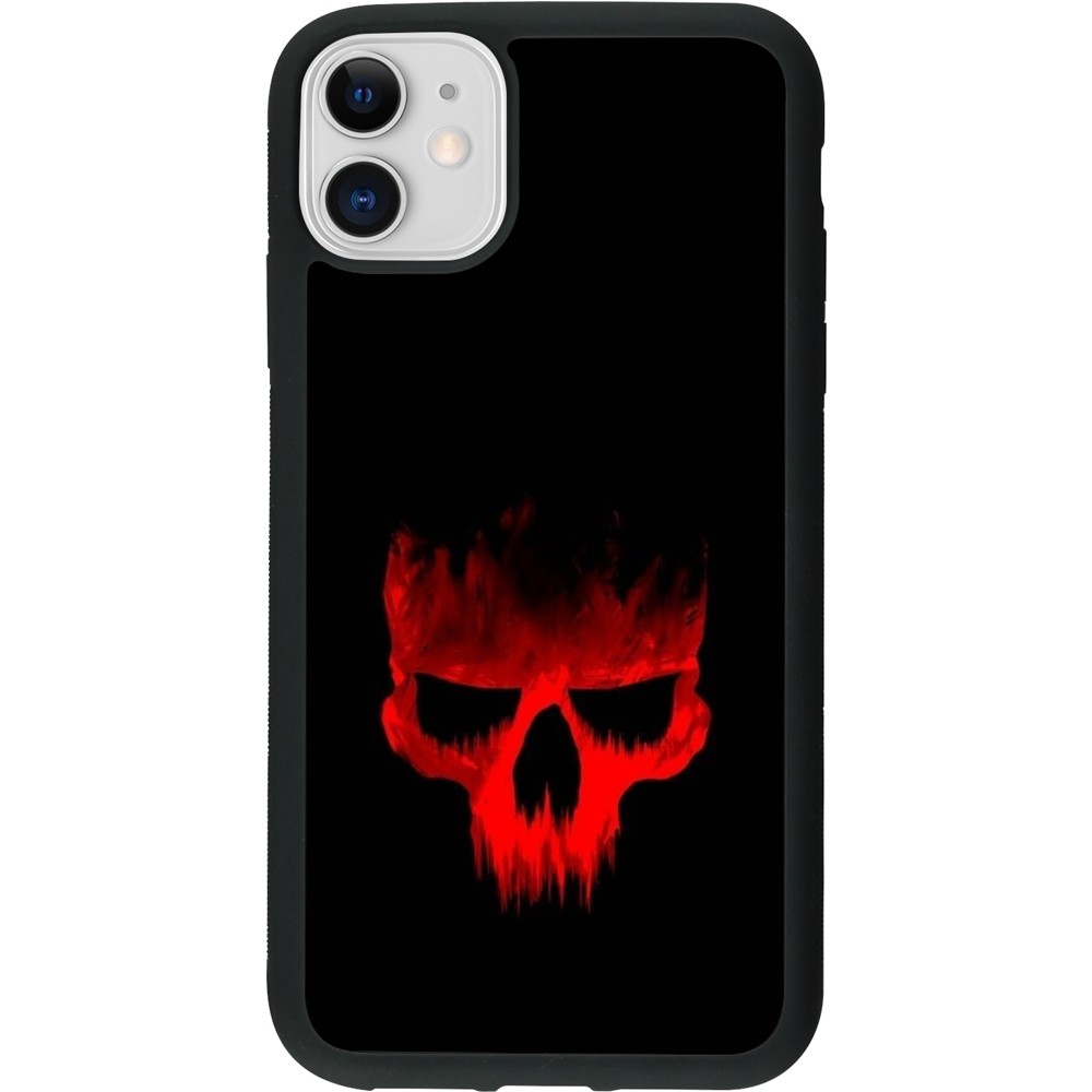 Coque iPhone 11 - Silicone rigide noir Halloween 2023 scary skull