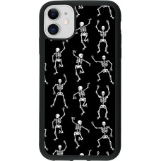 Coque iPhone 11 - Silicone rigide noir Halloween 2024 dancing skeleton