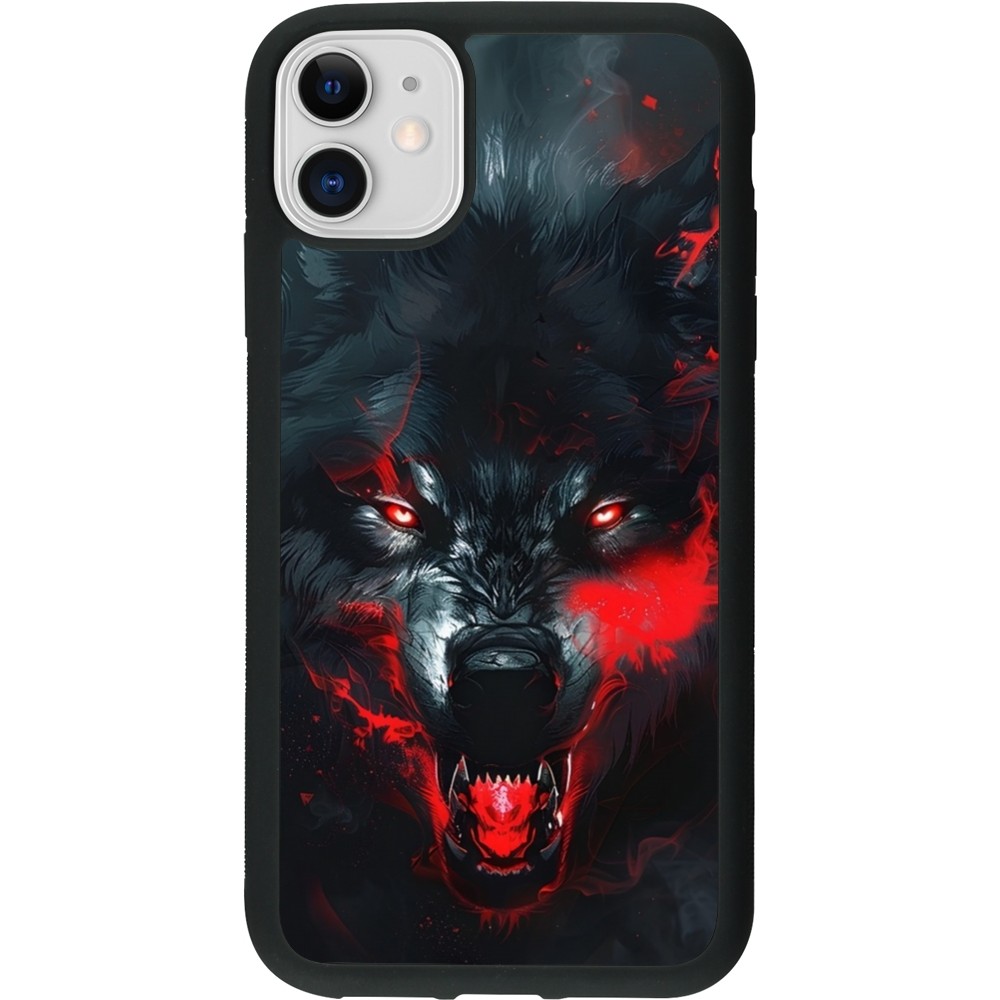 Coque iPhone 11 - Silicone rigide noir Halloween 2024 mad werewolf