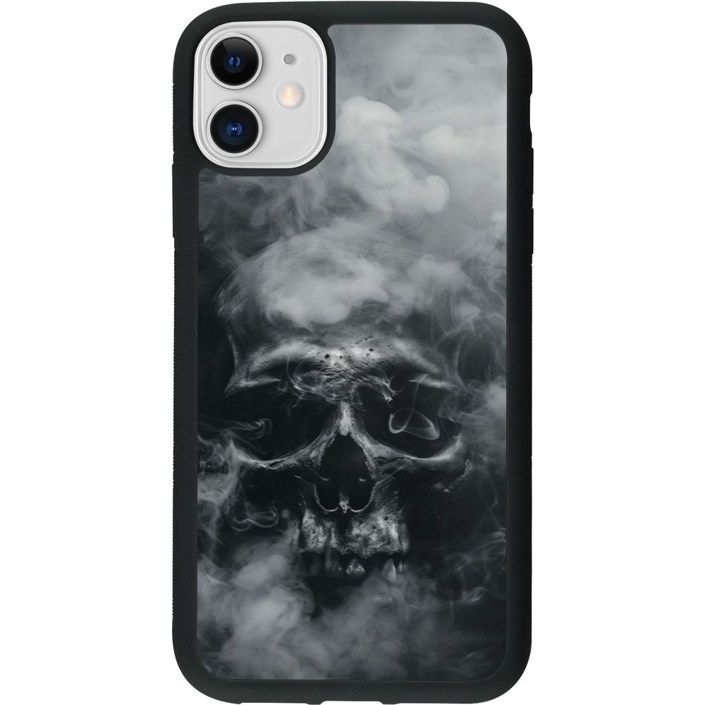 Coque iPhone 11 - Silicone rigide noir Halloween 2024 smoky skull