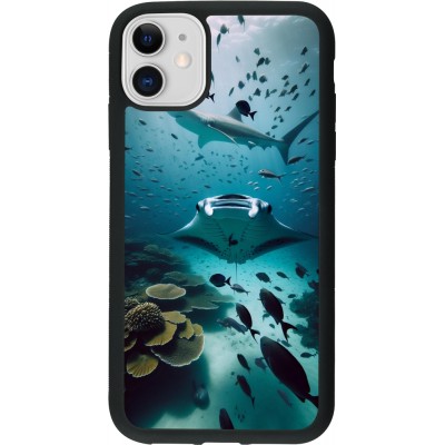 Coque iPhone 11 - Silicone rigide noir Manta Lagon Nettoyage