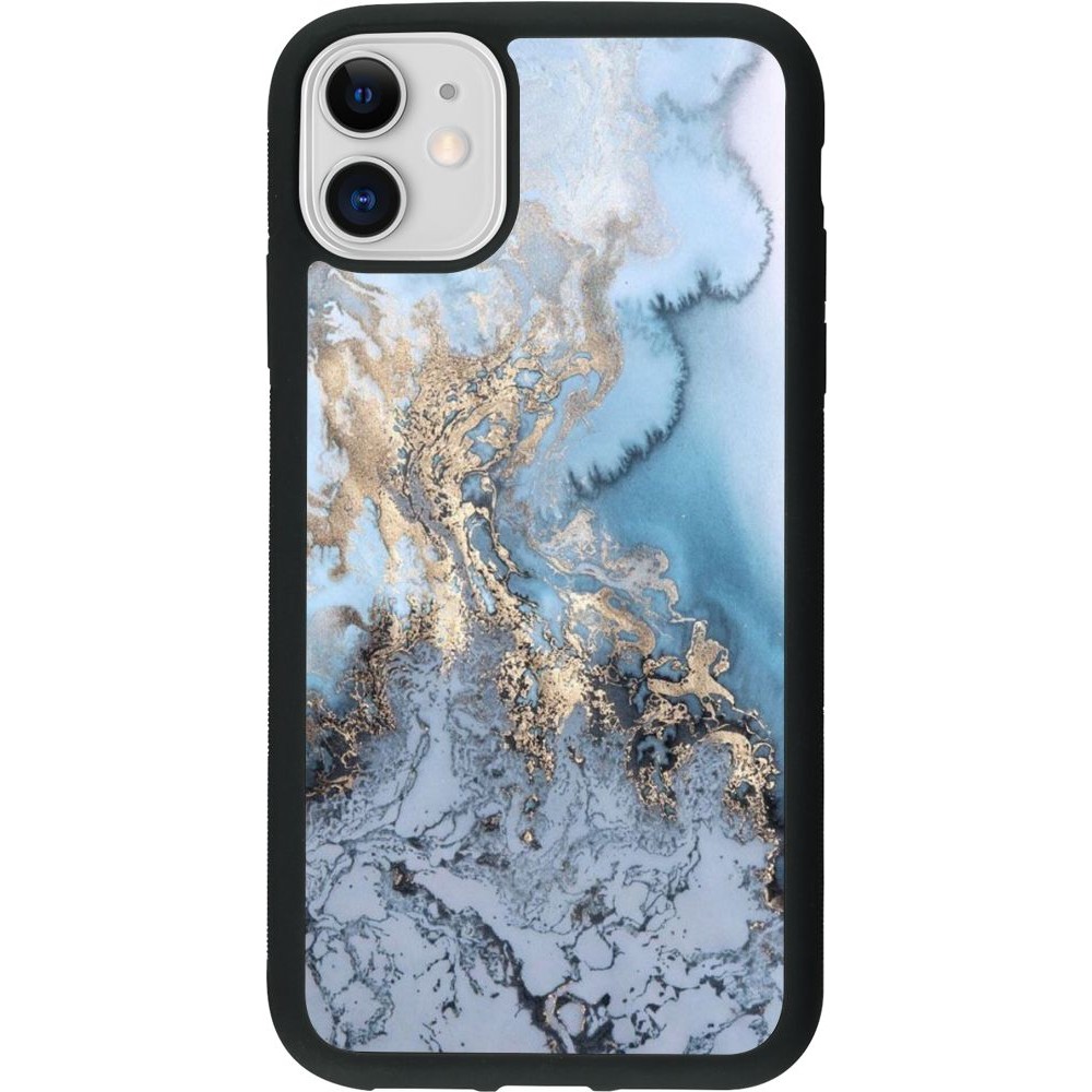 Coque iPhone 11 - Silicone rigide noir Marble 04