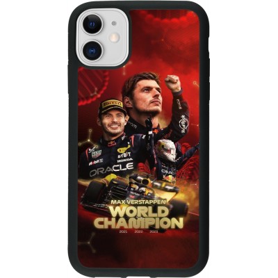 Coque iPhone 11 - Silicone rigide noir Max Verstappen Champion 2023