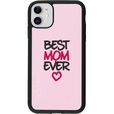 Coque iPhone 11 - Silicone rigide noir Mom 2023 best Mom ever pink