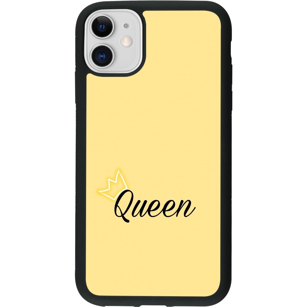 Coque iPhone 11 - Silicone rigide noir Mom 2024 Queen