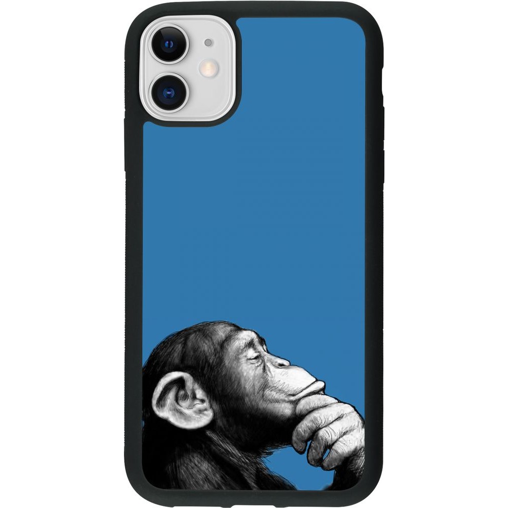 Coque iPhone 11 - Silicone rigide noir Monkey Pop Art