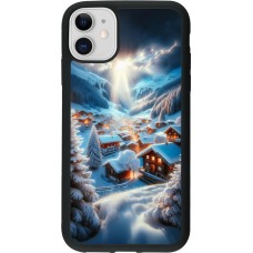 Coque iPhone 11 - Silicone rigide noir Mont Neige Lumière