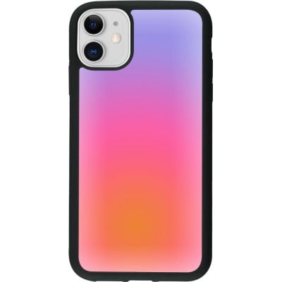 Coque iPhone 11 - Silicone rigide noir Orange Pink Blue Gradient