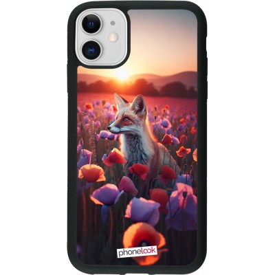 Coque iPhone 11 - Silicone rigide noir Renard pourpre au crépuscule