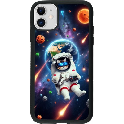 Coque iPhone 11 - Silicone rigide noir VR SpaceCat Odyssey