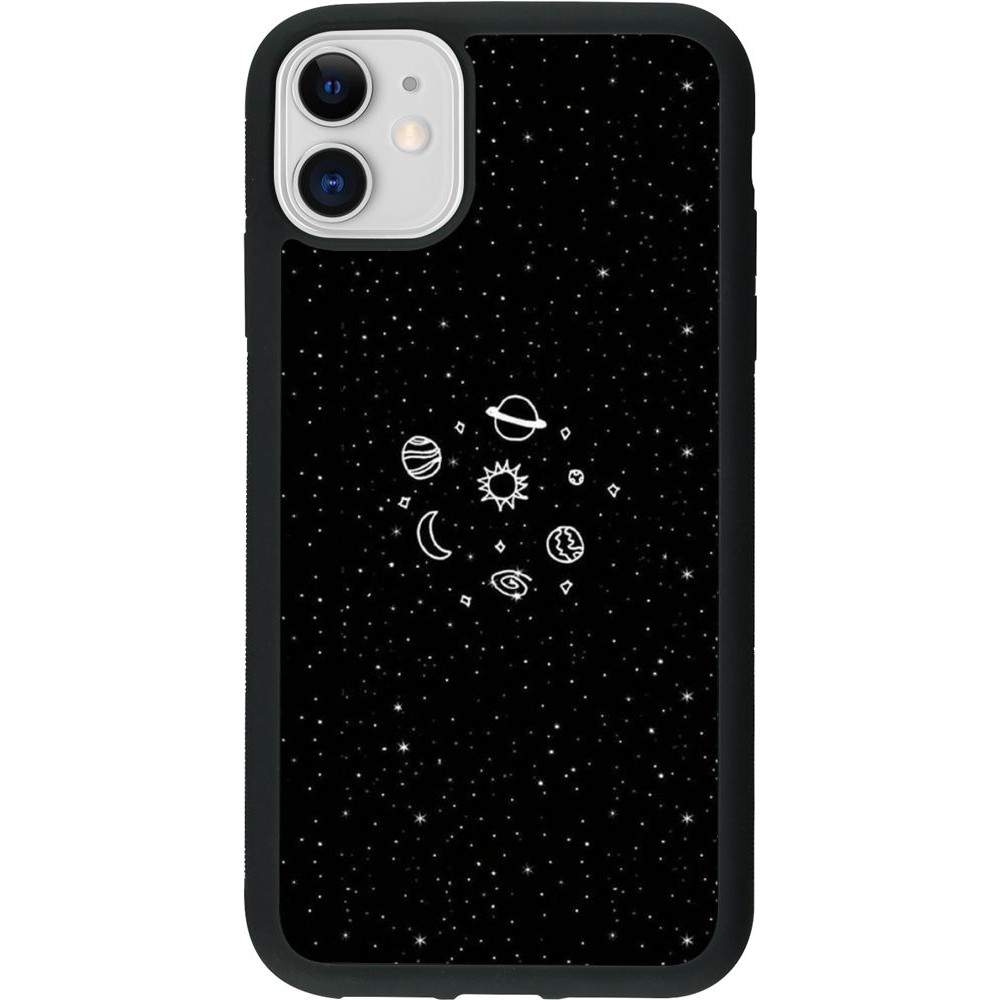 Coque iPhone 11 - Silicone rigide noir Space Doodle