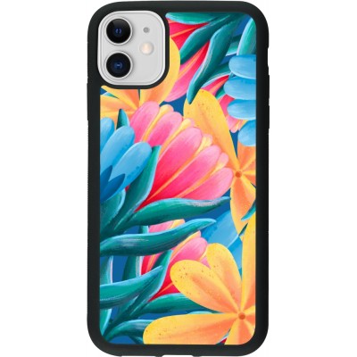 Coque iPhone 11 - Silicone rigide noir Spring 23 colorful flowers