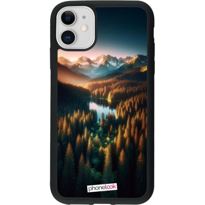 Coque iPhone 11 - Silicone rigide noir Sunset Forest Lake