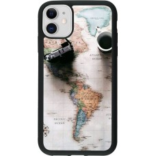 Coque iPhone 11 - Silicone rigide noir Travel 01