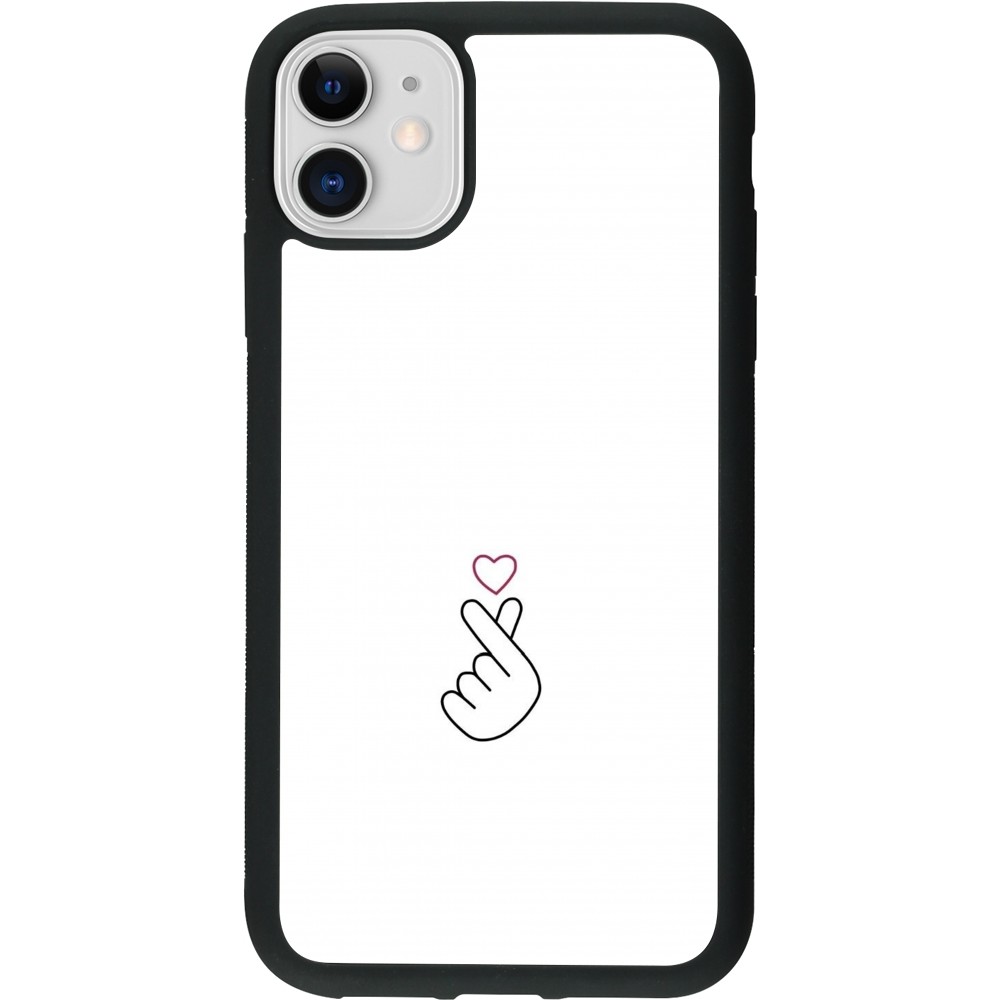 Coque iPhone 11 - Silicone rigide noir Valentine 2024 heart by Millennials