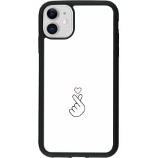 Coque iPhone 11 - Silicone rigide noir Valentine 2024 heart by Millennials