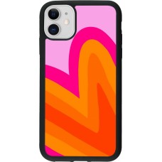 Coque iPhone 11 - Silicone rigide noir Valentine 2024 heart gradient