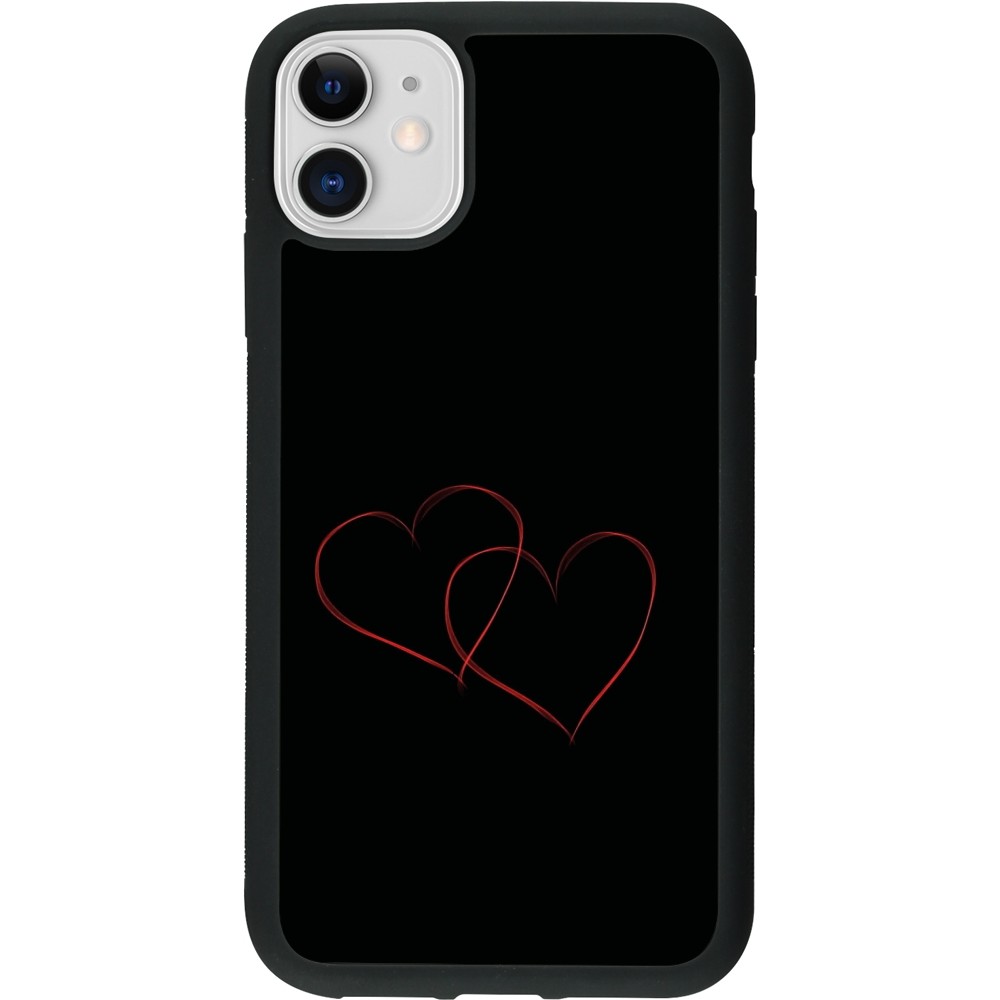 Coque iPhone 11 - Silicone rigide noir Valentine 2023 attached heart