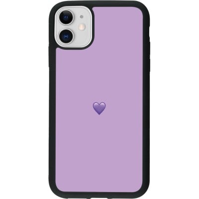 Coque iPhone 11 - Silicone rigide noir Valentine 2023 purpule single heart