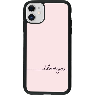 Coque iPhone 11 - Silicone rigide noir Valentine 2023 i love you writing