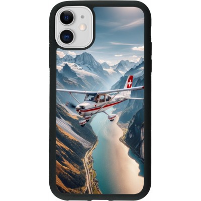 Coque iPhone 11 - Silicone rigide noir Vol Alpin Suisse