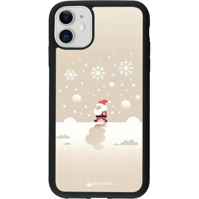 Coque iPhone 11 - Silicone rigide noir Noël 2023 Minimalist Santa