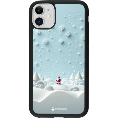 Coque iPhone 11 - Silicone rigide noir Noël 2023 Petit Père Flocon