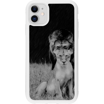 Coque iPhone 11 - Silicone rigide blanc Angry lions