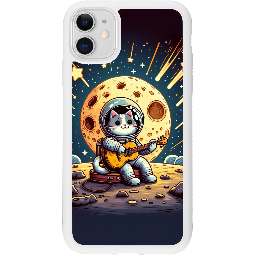 Coque iPhone 11 - Silicone rigide blanc AstroCat RockLune