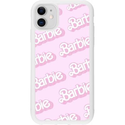 Coque iPhone 11 - Silicone rigide blanc Barbie light pink pattern