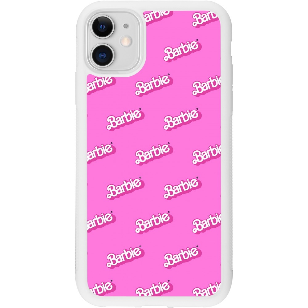 Coque iPhone 11 - Silicone rigide blanc Barbie Pattern