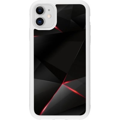 Coque iPhone 11 - Silicone rigide blanc Black Red Lines