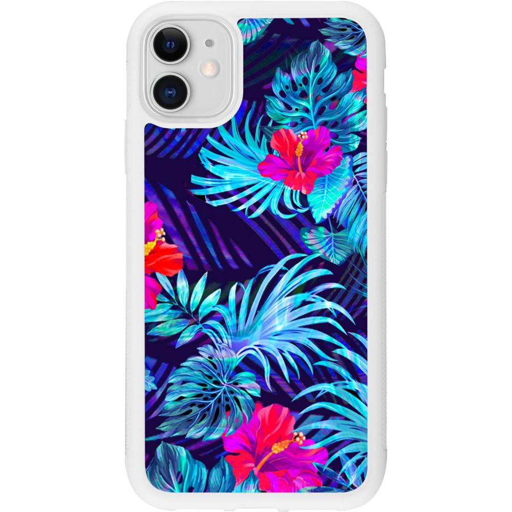 Coque iPhone 11 - Silicone rigide blanc Blue Forest