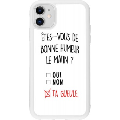 Coque iPhone 11 - Silicone rigide blanc Bonne humeur matin