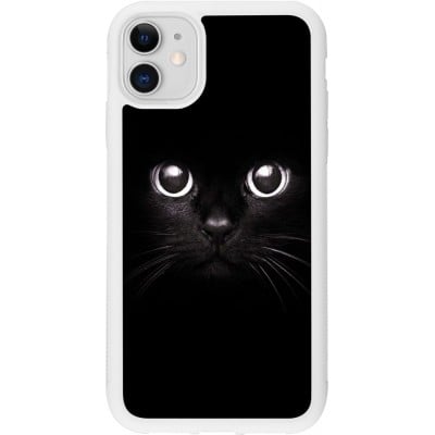 Coque iPhone 11 - Silicone rigide blanc Cat eyes