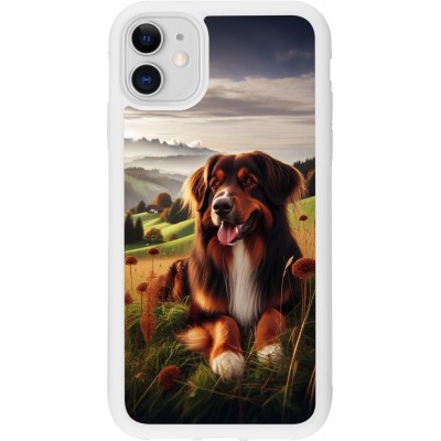 Coque iPhone 11 - Silicone rigide blanc Chien Campagne Suisse