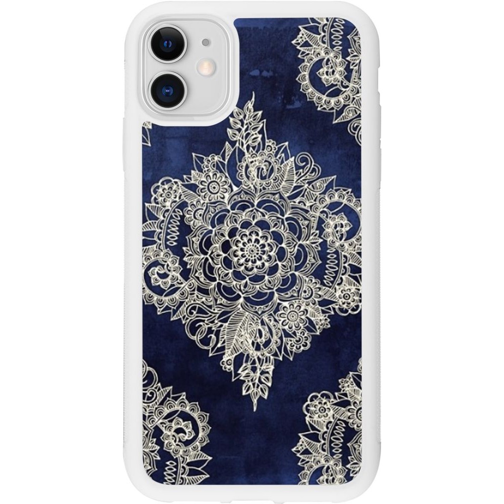 Coque iPhone 11 - Silicone rigide blanc Cream Flower Moroccan