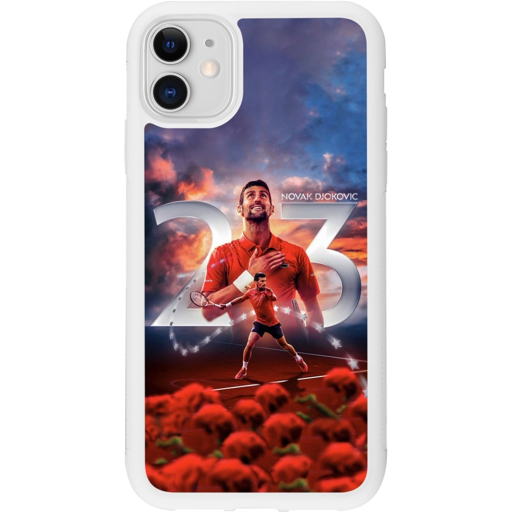 Coque iPhone 11 - Silicone rigide blanc Djokovic 23 Grand Slam