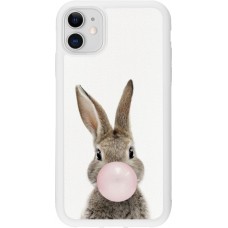 Coque iPhone 11 - Silicone rigide blanc Easter 2023 bubble gum bunny